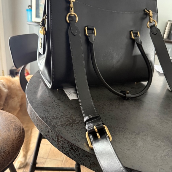 Coach Black Satchel with Gold Accents - Picture 12 of 16